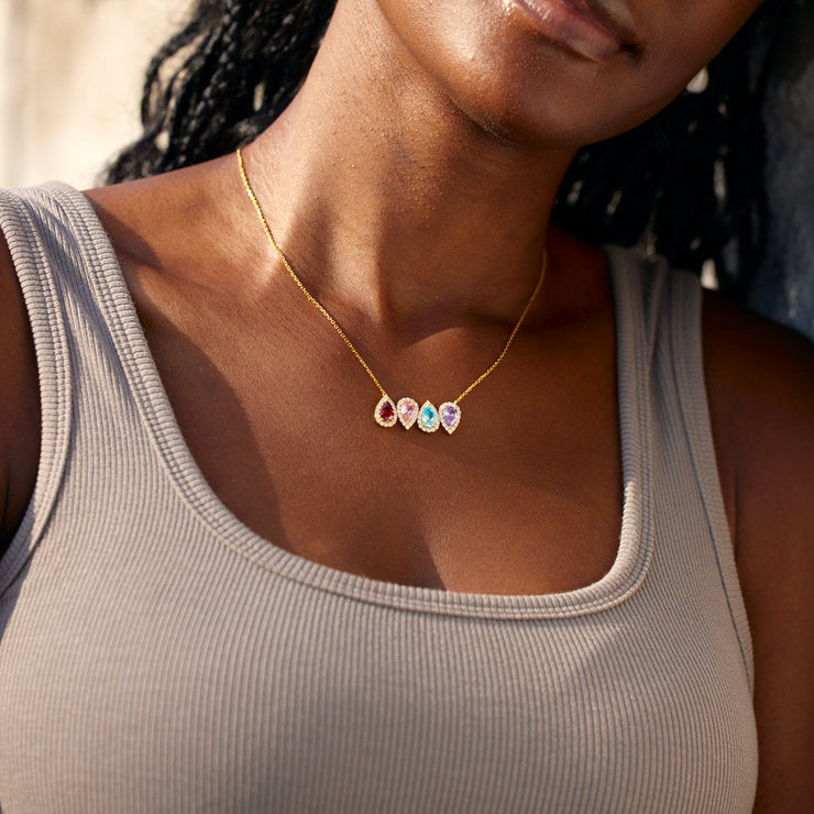 Up And Down 1-8 Teardrop Birthstones Necklace