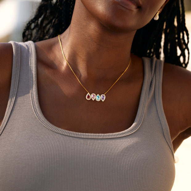 Up And Down 1-8 Teardrop Birthstones Necklace