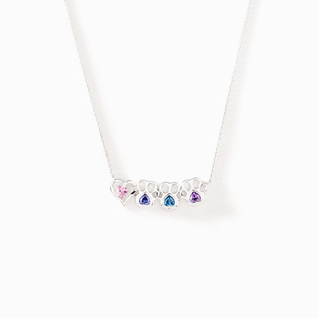 Heart & 1-6 Paw Birthstones Necklace