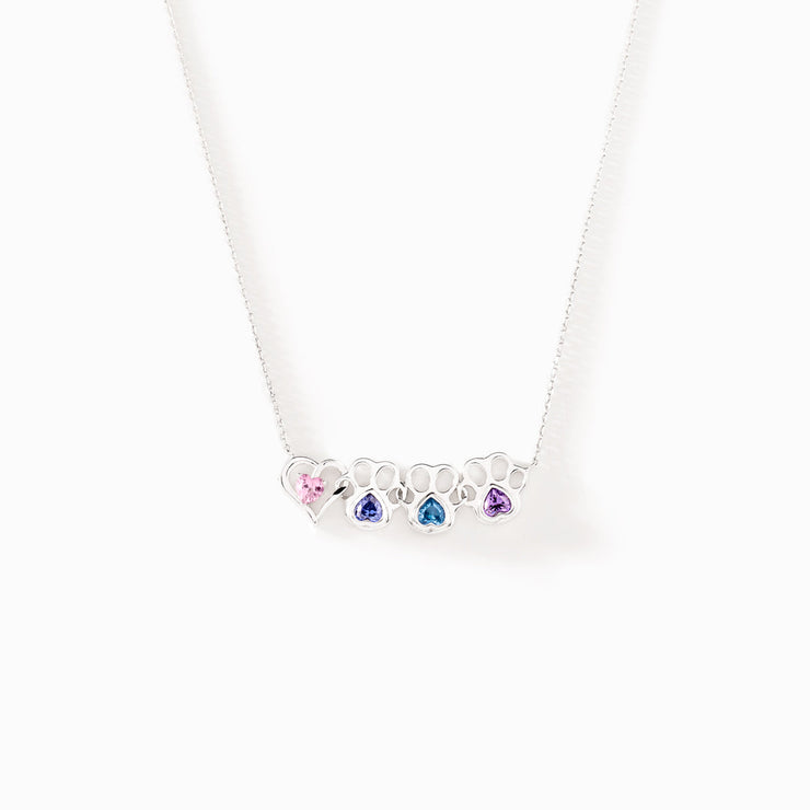 Heart & 1-6 Paw Birthstones Necklace