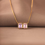 Emerald Cut 1-8 Birthstones Necklace