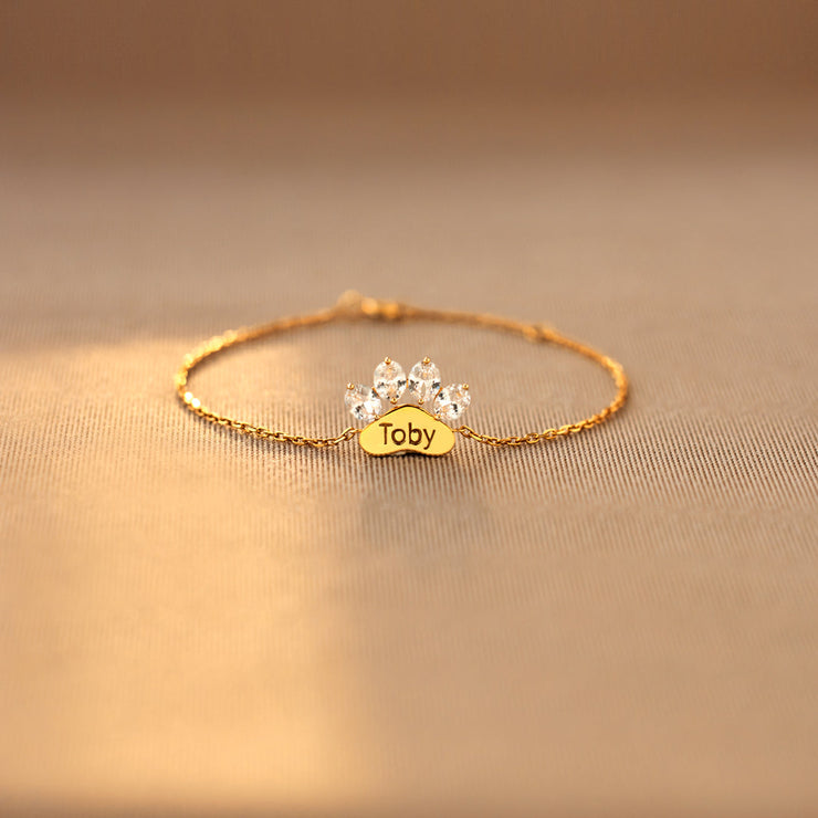 The Cat Mother Custom Crystal Paw Bracelet