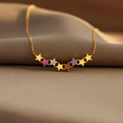 Curved 1-8 Stars Birthstones Necklace