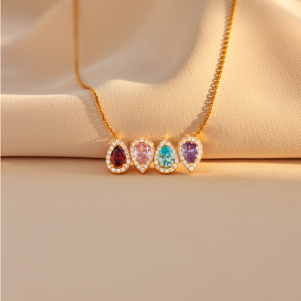 Up And Down 1-8 Teardrop Birthstones Necklace