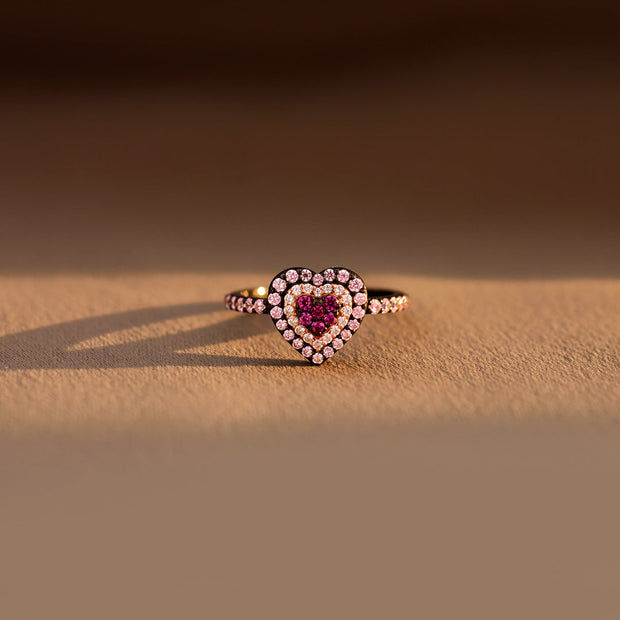 Pink Heart Black Ring
