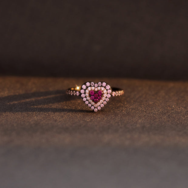 Pink Heart Black Ring