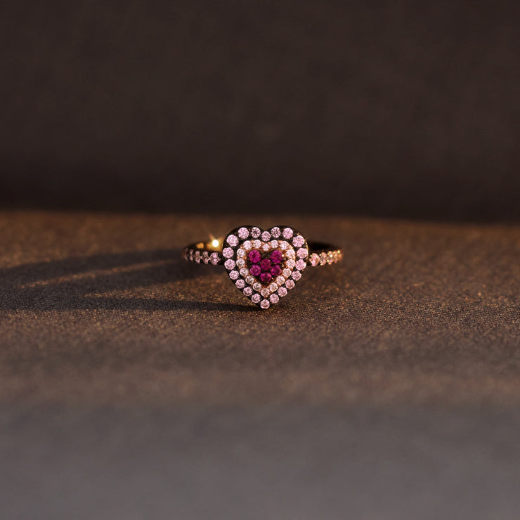 Pink Heart Black Ring