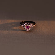 Pink Heart Black Ring