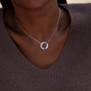 A Circle of Life & Love 1-8 Marquise Water Drop Birthstone Necklace