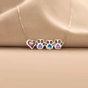 Heart & 1-6 Paw Birthstones Necklace