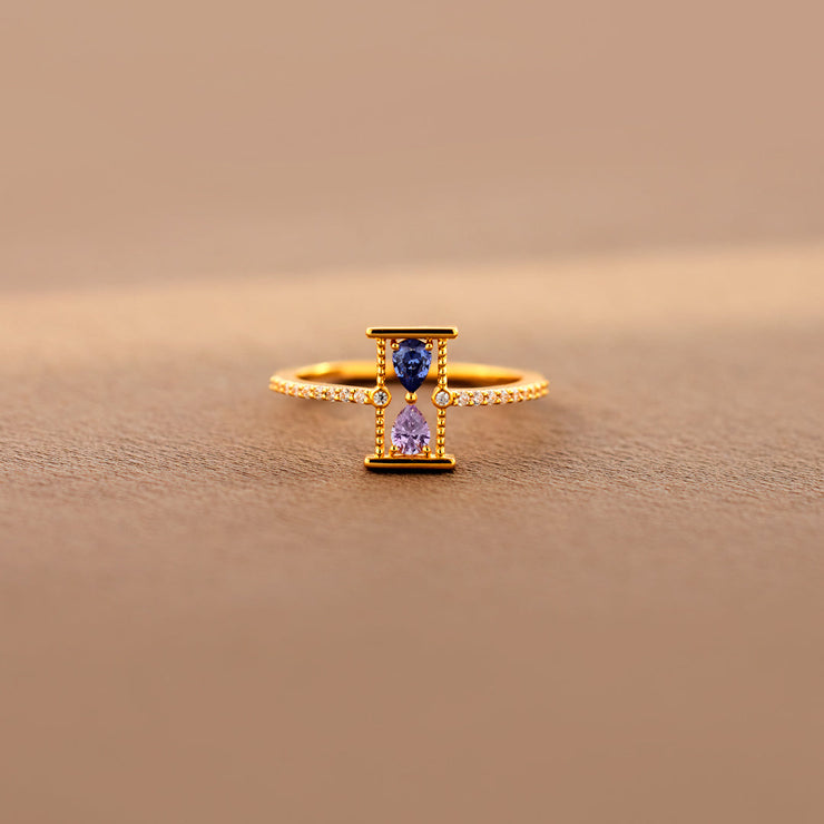 Hourglass Double Birthstone Ring