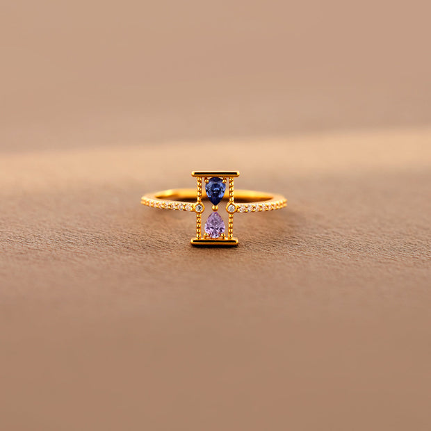 Hourglass Double Birthstone Ring