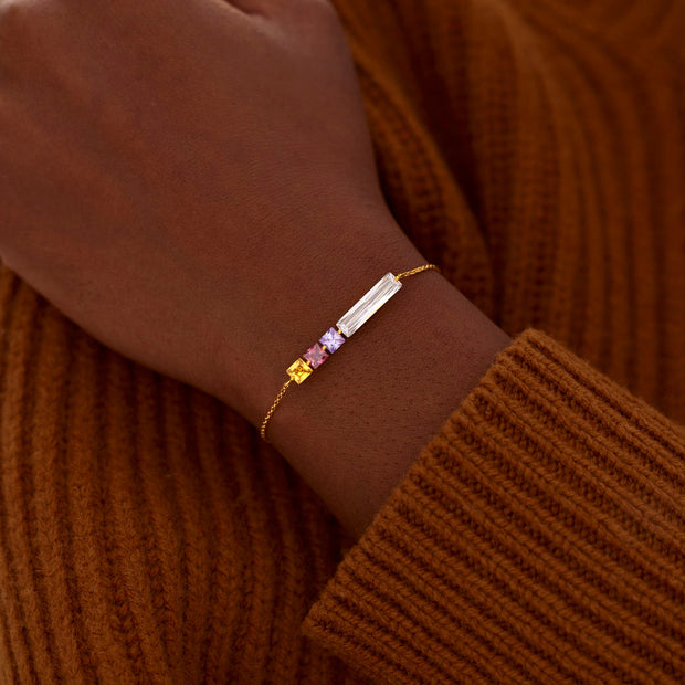 Mom & 1-8 Kids Cube Birthstone Bracelet