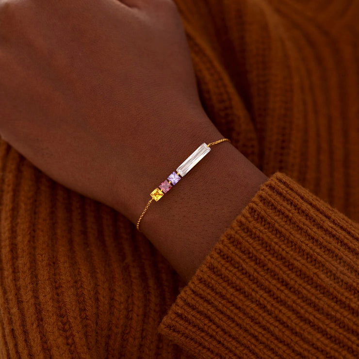 Mom & 1-8 Kids Cube Birthstone Bracelet