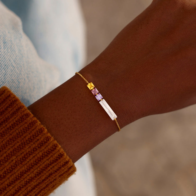 Mom & 1-8 Kids Cube Birthstone Bracelet