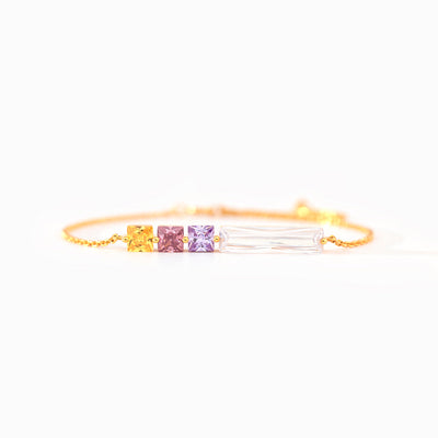 Mom & 1-8 Kids Cube Birthstone Bracelet
