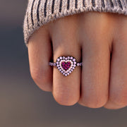 Pink Heart Black Ring