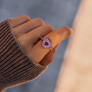 Pink Heart Black Ring