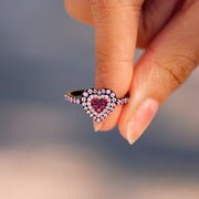 Pink Heart Black Ring