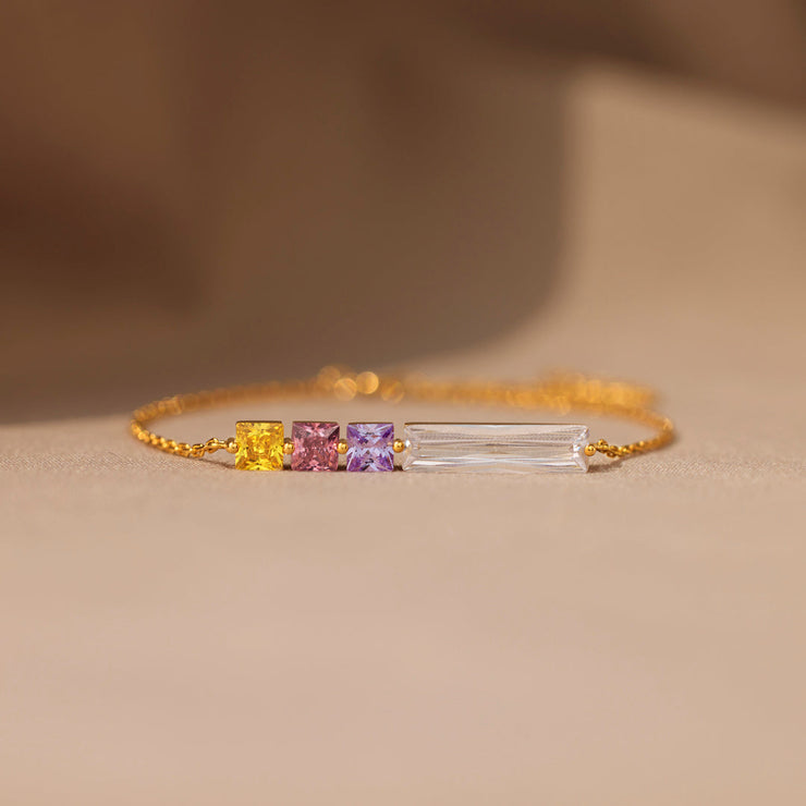 Mom & 1-8 Kids Cube Birthstone Bracelet