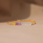 Mom & 1-8 Kids Cube Birthstone Bracelet