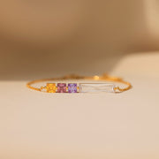 Mom & 1-8 Kids Cube Birthstone Bracelet