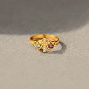 A blessed bond Dual Birthstones Cross Heart Ring