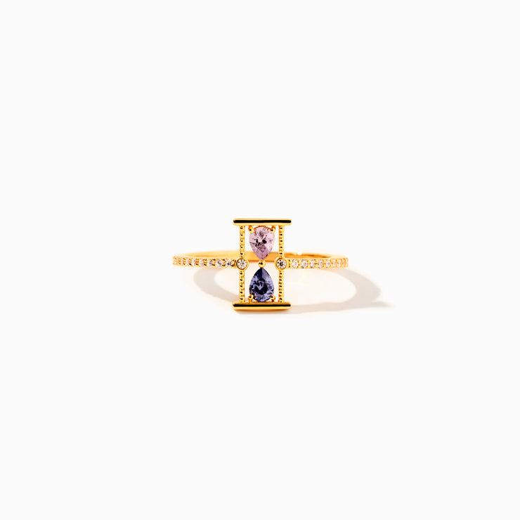 Hourglass Double Birthstone Ring