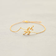 Dainty Parallel Leaves Bracelet