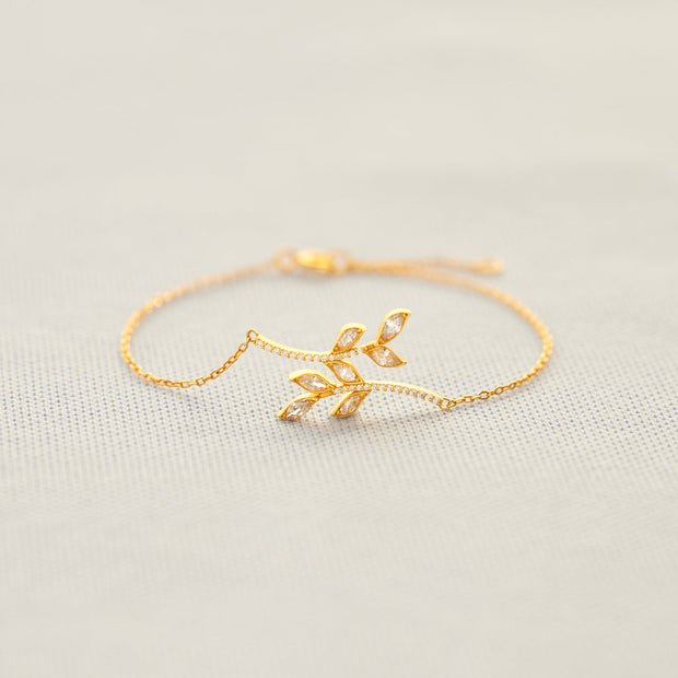 Dainty Parallel Leaves Bracelet