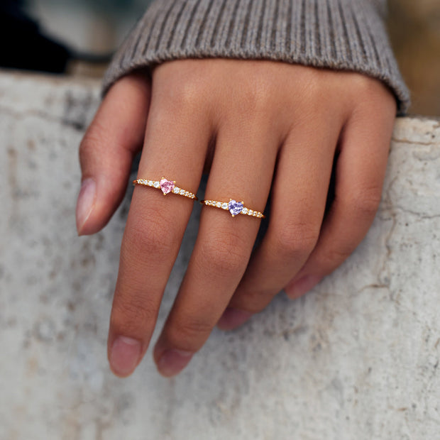 Mother Daughter Matching Heart-Cut Ring