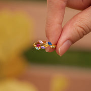 Her Love Never Dies 1-7 Birthstones Leaf Ring