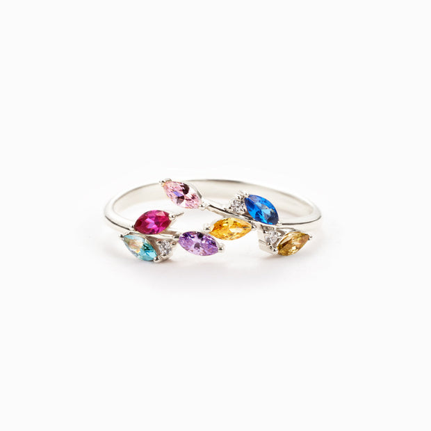Her Love Never Dies 1-7 Birthstones Leaf Ring