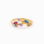Her Love Never Dies 1-7 Birthstones Leaf Ring