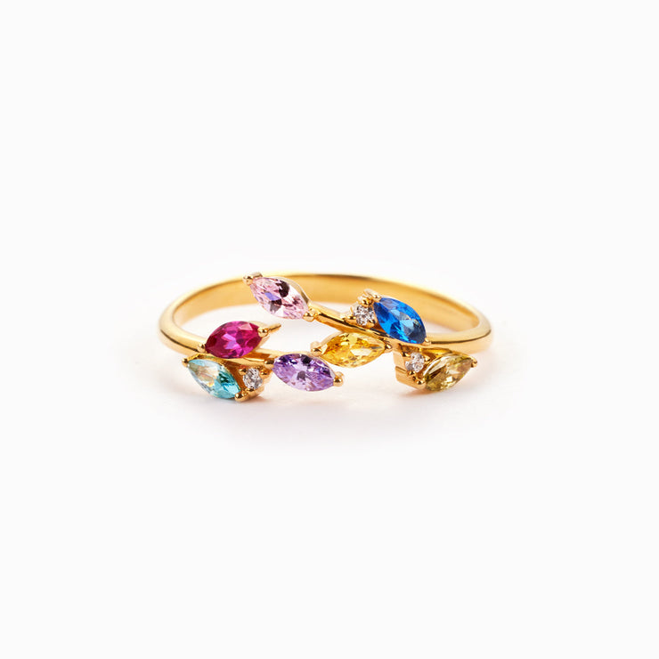 Her Love Never Dies 1-7 Birthstones Leaf Ring