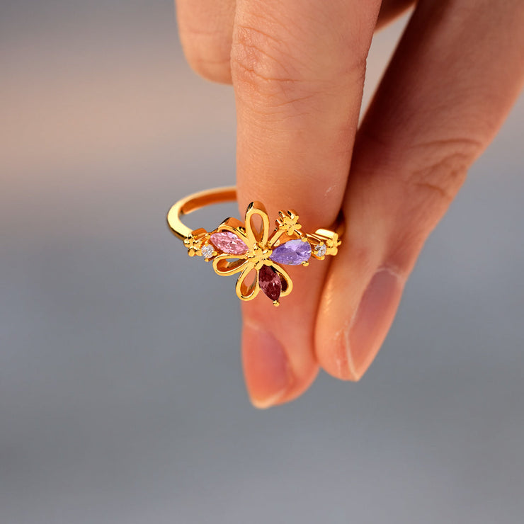 1–6 Petals Birthstones Ring