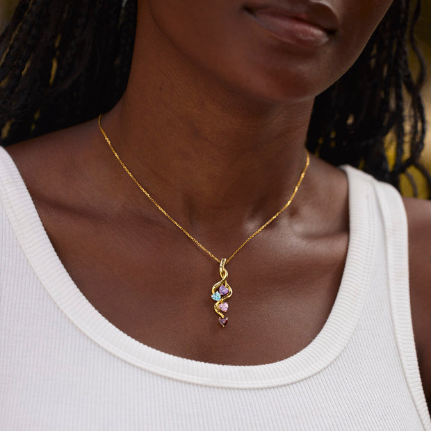 Mama's Valentines 1-6 Birthstone Weaved Heart Necklace