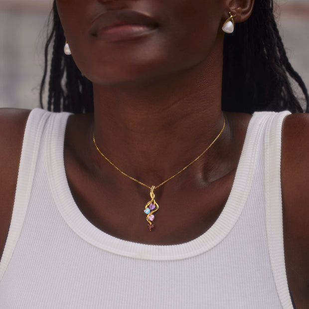 Mama's Heartstrings 1-6 Birthstone Weaved Heart Necklace