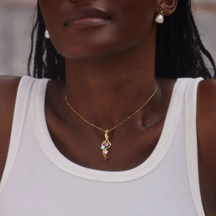 Mama's Valentines 1-6 Birthstone Weaved Heart Necklace