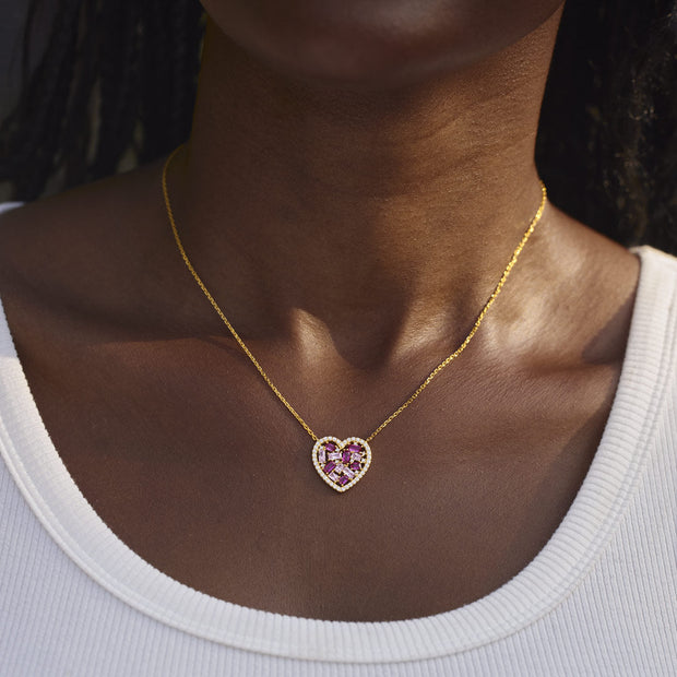 Broken Pieces Pink Heart-Shaped Necklace