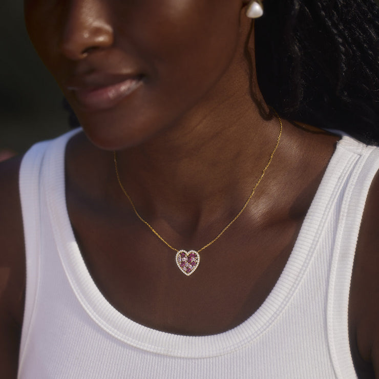 Broken Pieces Pink Heart-Shaped Necklace