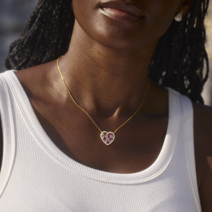 Broken Pieces Pink Heart-Shaped Necklace