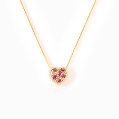 Broken Pieces Pink Heart-Shaped Necklace