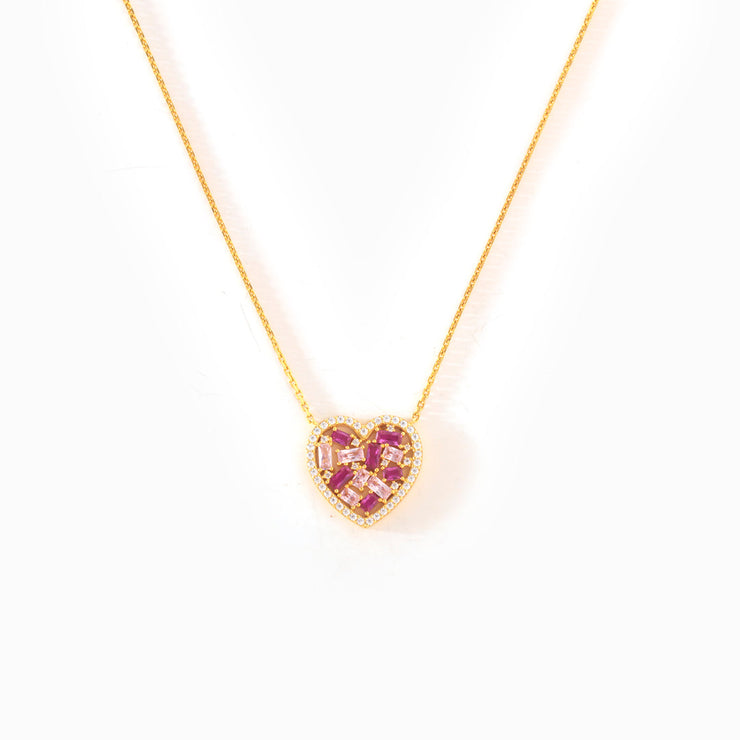 Broken Pieces Pink Heart-Shaped Necklace