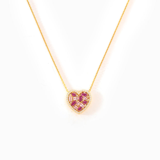 Broken Pieces Pink Heart-Shaped Necklace