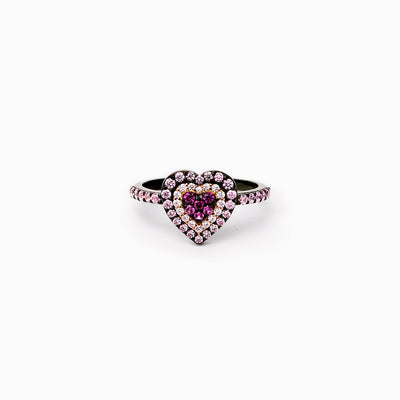 Pink Heart Black Ring