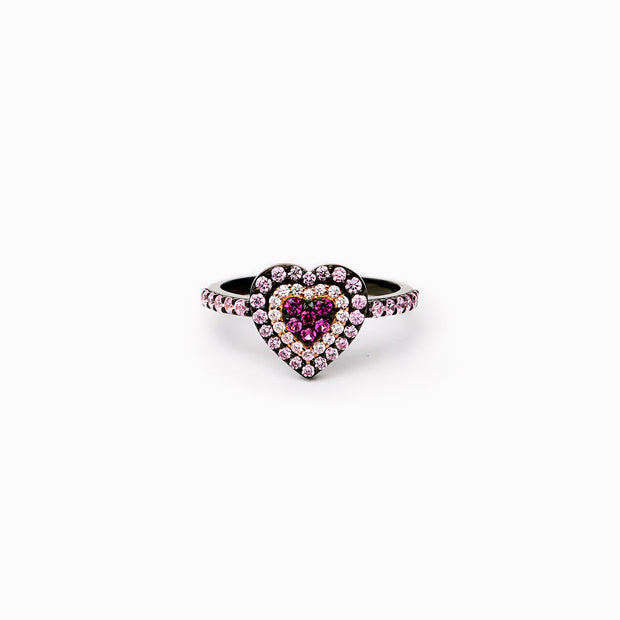 Pink Heart Black Ring