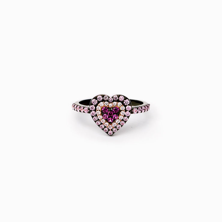 Pink Heart Black Ring