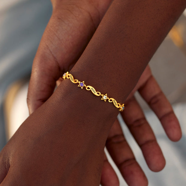 Twinkle Twinkle Infinity & Star 1-6 Birthstone Bracelet