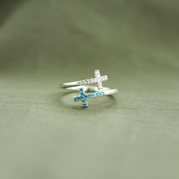 Pavé Double Cross Ring
